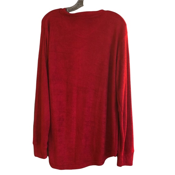 Women’s Oversized Merry Christmas Comfy Cozy Top, Soft Terry Cloth, Red Unisex L - Picture 5 of 7